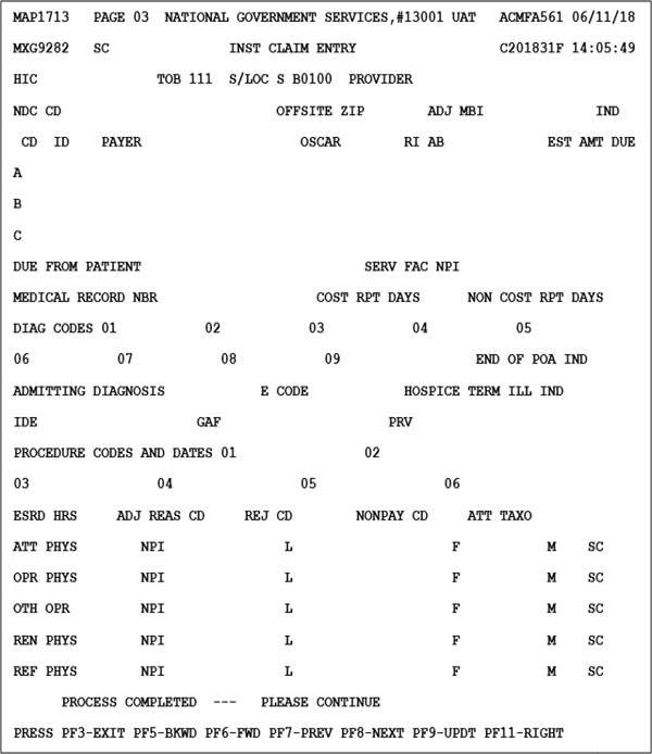 Claim Page 03 - Use this page to enter claim data