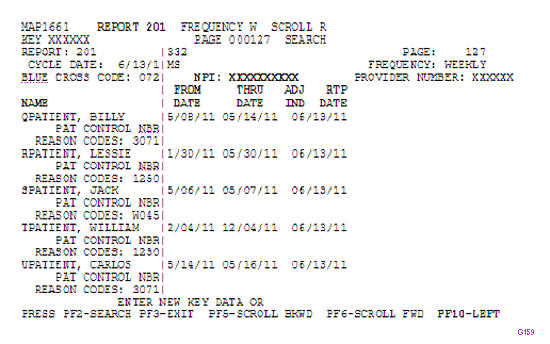 Summary of Returned Claims, right view