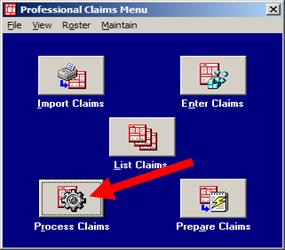 Professional Claims Menu