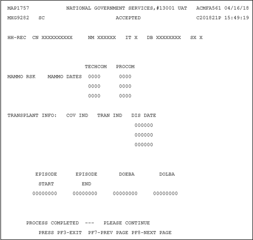 CWF HMO Enrollment Screen provides plan data for HMO plan, dates of enrollment/termination