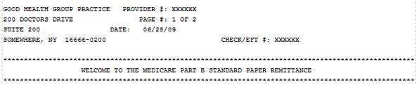 Image of the header/top section of the standard paper remittance.