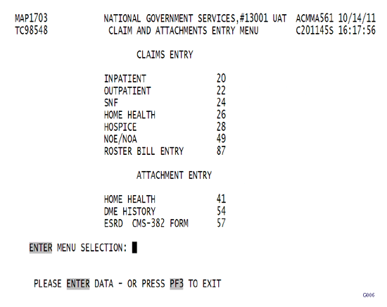 FISS Claim and Attachments Submenu