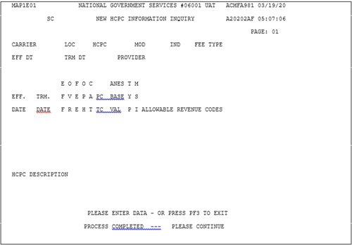 Screen shot of MAP1E01