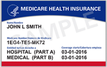 Medicare Health Insurance card with the new Medicare Beneficiary Identifier Number (MBI) on it.
