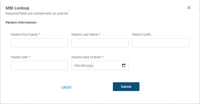 MBI Lookup Patient Information