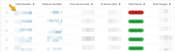 Select the Claim Number hyperlink to view Appeal Status information