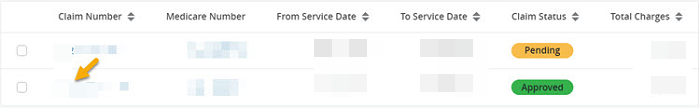 Select the Claim Number hyperlink to view additional claim details