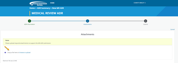 Attachments section