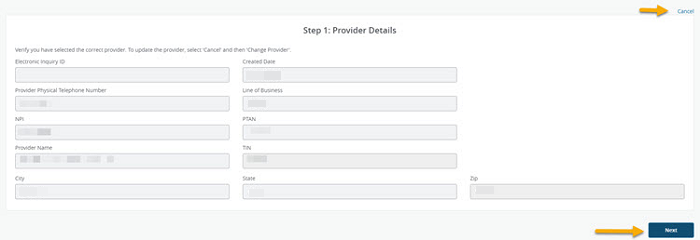 Step 1: Provider Details