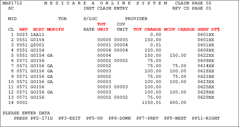 Claim Page 2: Covered and Noncovered Charges