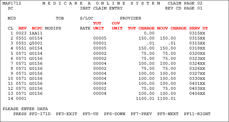 Claim Page 2: All Noncovered Charges