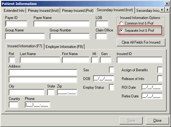 Image of the Patient Information screen. 