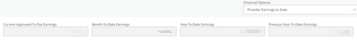 Provider Earnings to Date panel 