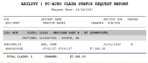 Claims included in the Claims Status File.