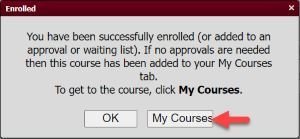 A pop-up window will appear select My Courses