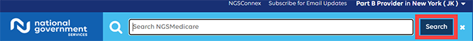 NGSMedicare website showing the search bar. 