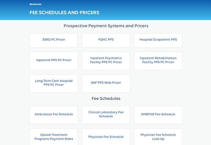NGSMedicare website showing Part A fee schedules and pricers page.