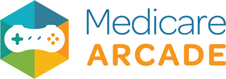 Image of the Medicare Arcade logo showing the icon of the controller and the title.