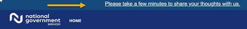 This is an image of the NGSConnex Feedback Survey asking users to click Please take a few minutes to share your thoughts with us.