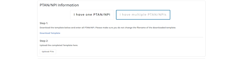 Multiple PTAN/NPIs. 