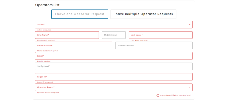 Operators List fields.