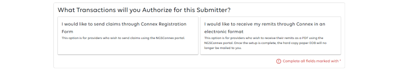 Provider Information fields. 