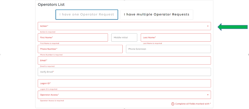 Operators List page.