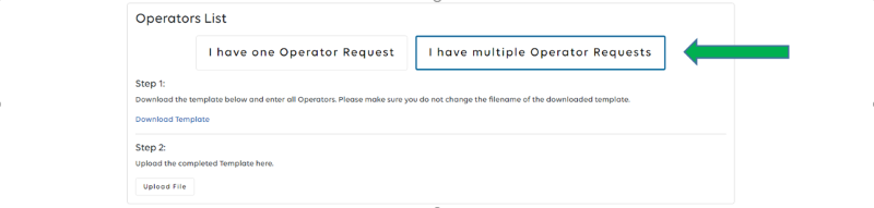 Operators List with Multiple Operator Requests.