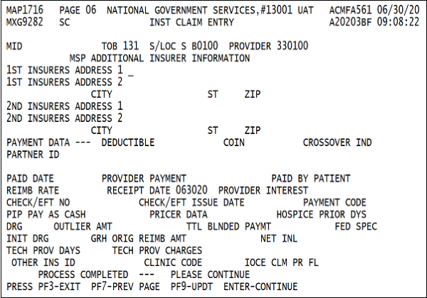 MAP1716 – Claim Page 06 (Inquiries and Claims/Attachments)