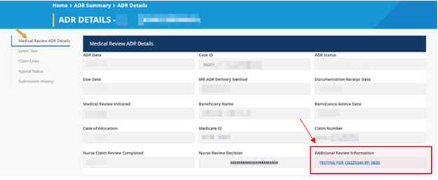 Medical Review ADR Details in NGSConnex.