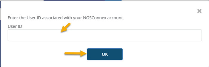 NGSConnex User ID page